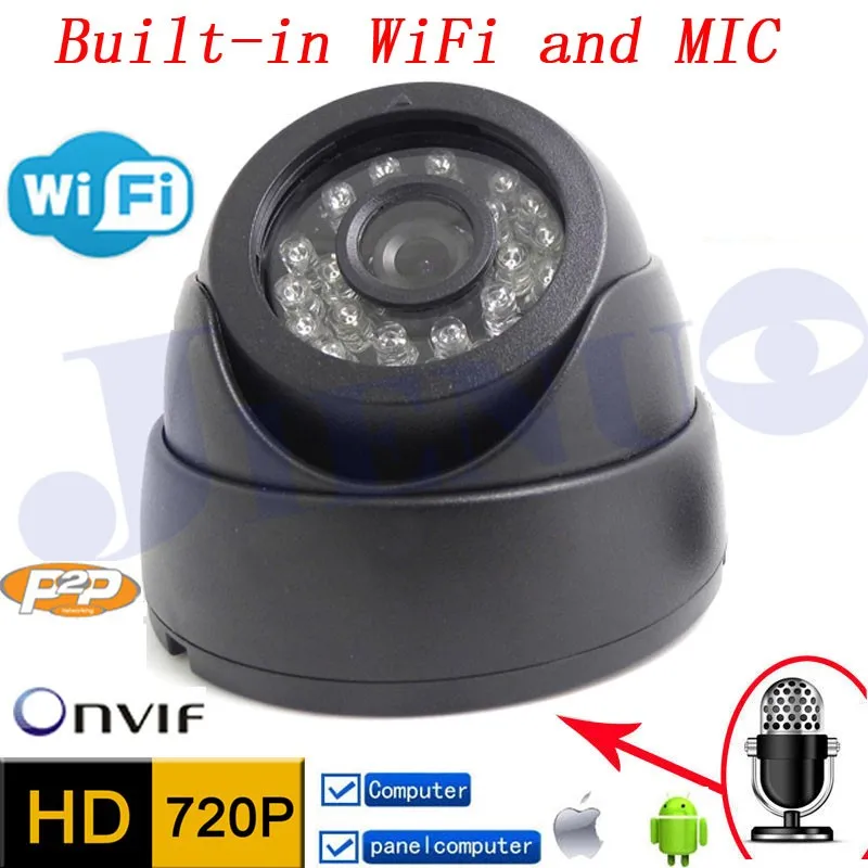 Wi-Fi IP Камера аудио 720 P HD системы видеонаблюдения MIC Беспроводной P2P купольную ик-kamera мини Onvif H.264 ИК ночное видение Cam