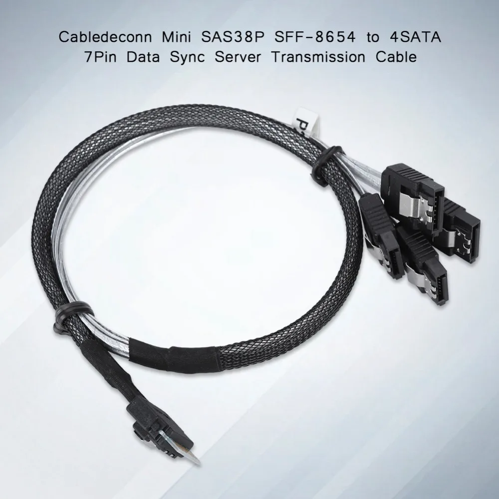 Cabledeconn Mini SAS38P SFF-8654 до 4 SATA данных быстрая синхронизация кабель передачи 0,5 м