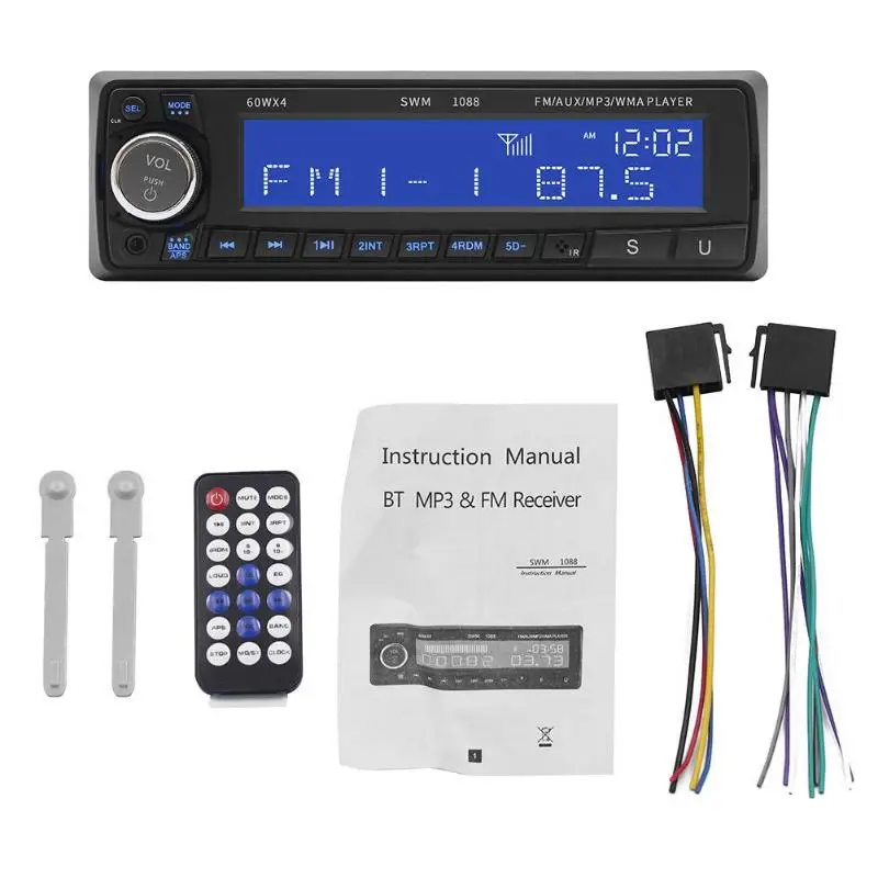 SWM 1088 1 Din автомобильный стерео MP3 CD плеер в тире ЖК, Радио Bluetooth U диск RCA AUX держатель для телефона с usb-разъемом автомобильный радиопульт дистанционного управления