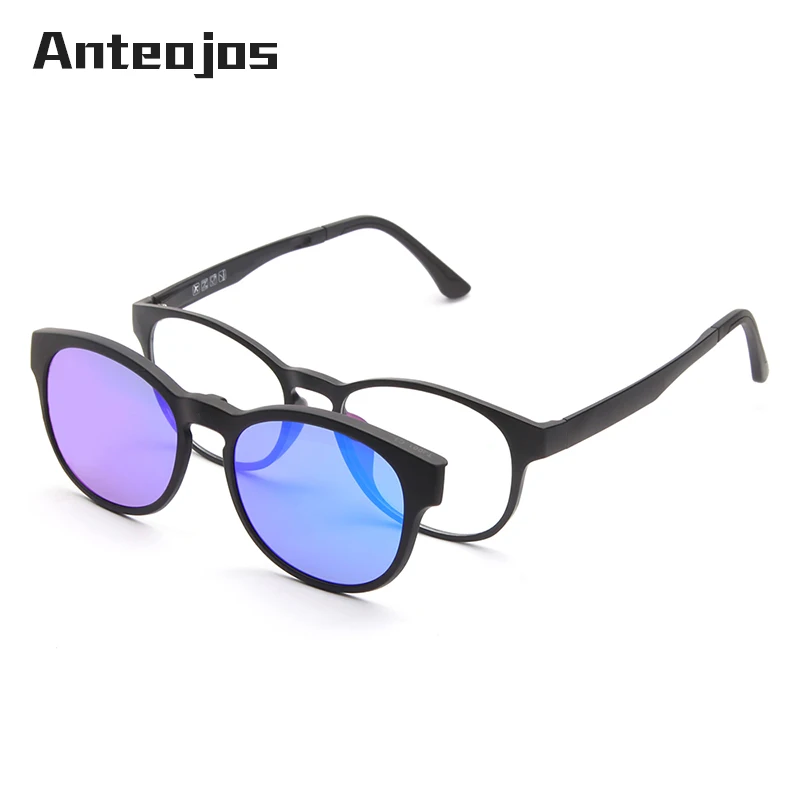 

ANTEOJOS New Round Light Weight Women Men Polarized Magnetic Clip On Sunglasses Ultem Optical Frame Myopia Glasses Gafas De Sol