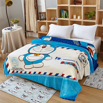

Home Textile The warm Doraemon pattern coral fleece blankets on the bed bedclothes Towels can be as bed sheet thorws blankets