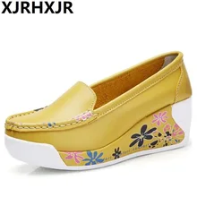 Slip On Women Swing Shoes Flower Print PU Leather Platform Shoes Height Increase Shoes Spring Autumn Girl Lazy Shoes Slip On Women Swing Shoes Flower Print PU Leather Platform Shoes Height Increase Shoes Spring Autumn Girl Lazy Shoes