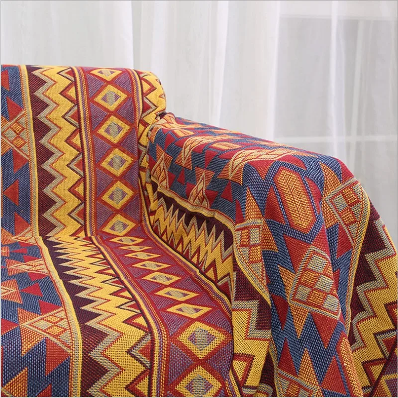 Этнический стиль желтый диван полотенце одеяло геометрический узор ковер для гостиной спальни покрывало пылезащитный чехол гобелен