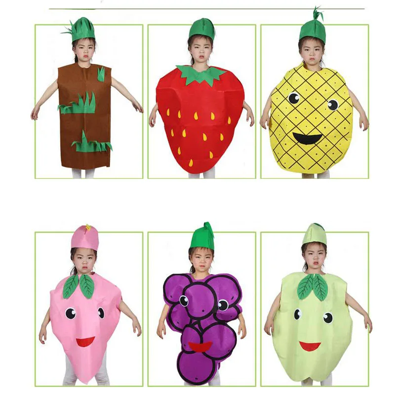 

Fashion Unisex Children Fancy Dress Cartoon Fruit Vegetable Kid Costume Suits Party Outfit Boy Girl Performance Clothes