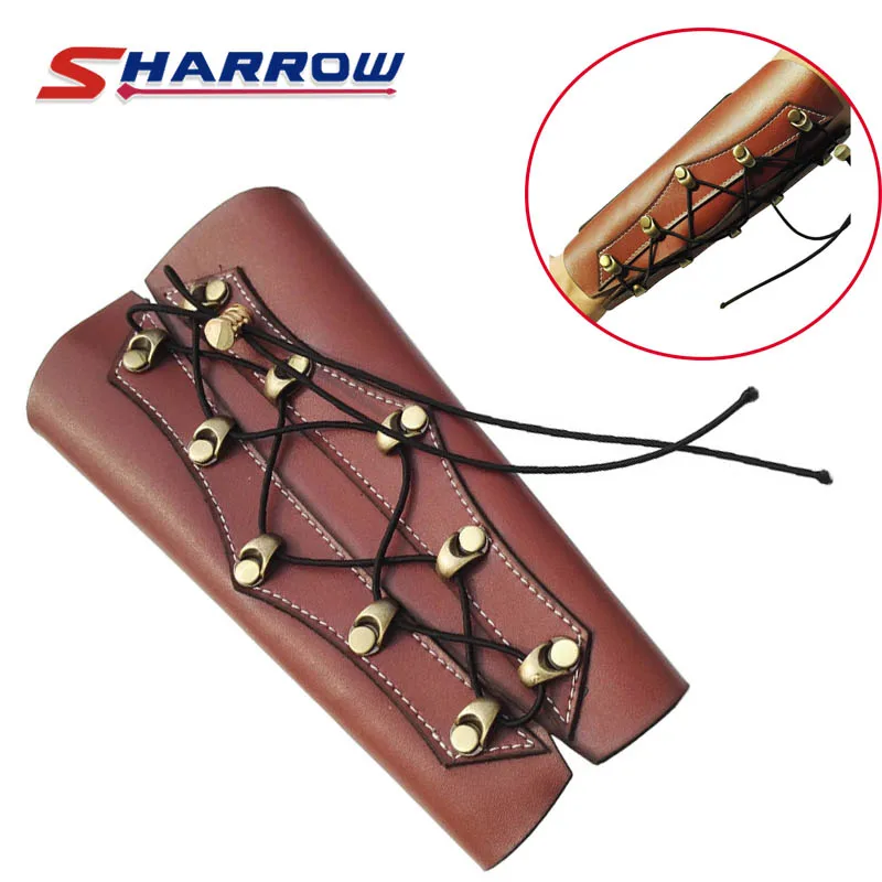 

1 Piece Brown Arm Guard Archery Arm Safety Protection Cow Leather Material For Hunting Shooting Sports Safety Gear