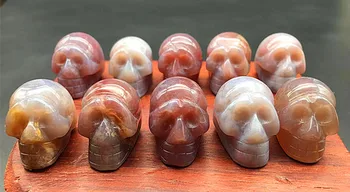 

10pcs natural quartz crystal onyx skull carving reiki treatment