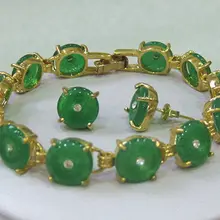 Натуральный зеленый нефрит браслет серьги набор AAA нефрит Кристалл ювелирные изделия