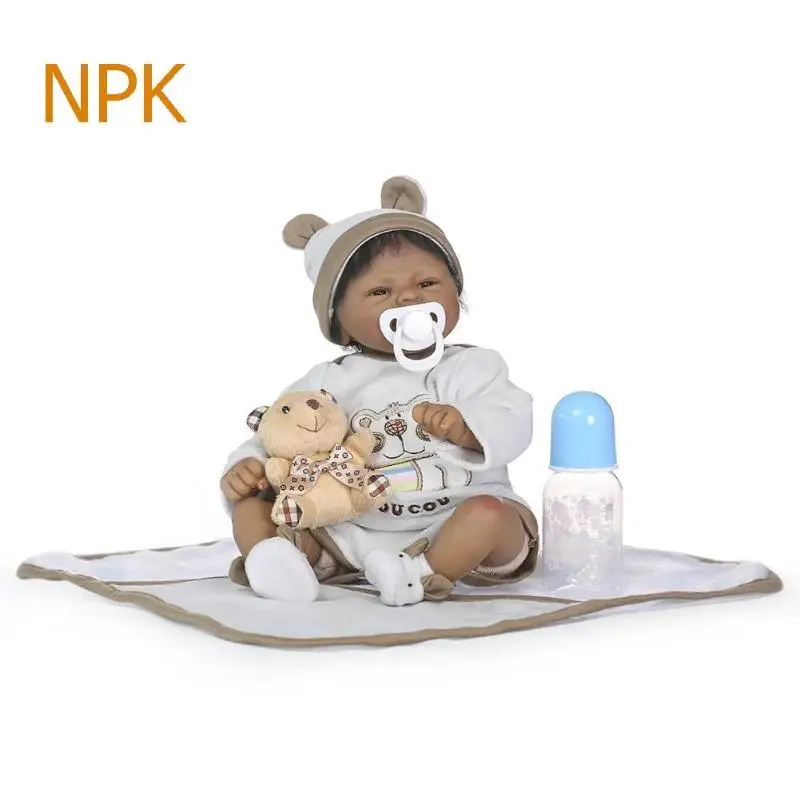 

NPK Authorized Soft Silicone Simulation Reborn Baby Dolls Bear Artificial Infant Toys Dark Skin Cute Face Body Low Price