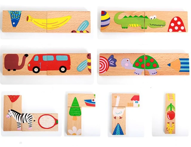 28pcs/set Animal Solitaire Puzzle Toy Kids Domino Child Toy Blocks Standard Domino Wooden Early Educational Childhood Toys Games 5