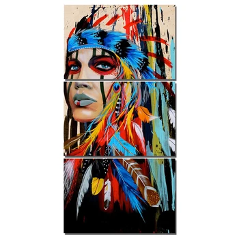 

Full round Diamond 5D DIY Diamond Painting "3pcs Indians feathered" Embroidery Cross Stitch Rhinestone Mosaic Painting stickers