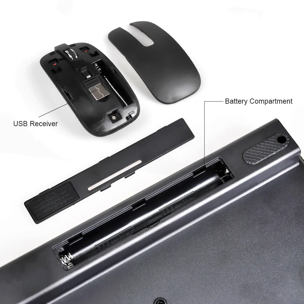 ChonChow 2 4G Slim Optical Wireless Keyboard and Ultra Thin Mouse Mice USB Receiver Combo Kit 4