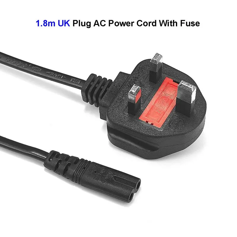 

UK Power Extension Cord British Plug Main C7 Figure 8 Power Adapter Supply Cable 1.8m 6ft Wires For Laotop Battery Charger PSP 4