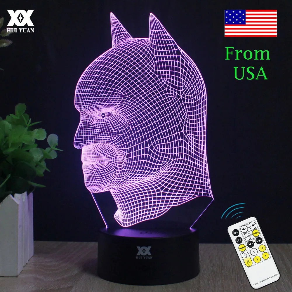 

Batman 3D Lamp LED Remote Control Night Light USB 7 Colors Changing Decorative Table Lamp Interesting Gift HUI YUAN Brand