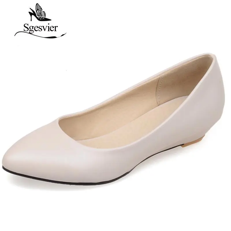 32 Blanco Cabeza Negro Cuña black En Zapatos Beige Sgesvier Resbalón Señora Puntiaguda Bajos Mujer Ox094 Mujeres white 48 Tacones Bombas qwEEpxOR7