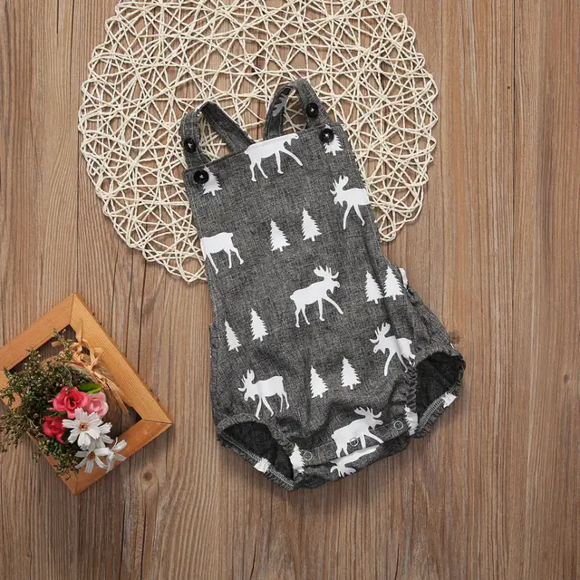 Cute Baby Romper Newborn Baby Boy Girl Fawn Clothes Sleeveless Deer Playsuit Romper Jumpsuit Outfit Sunsuit  0-2Y 3