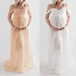 Платье для беременных; женская сексуальная одежда; платье с открытыми плечами для беременных; летнее Модное Длинное Платье для фотосъемки