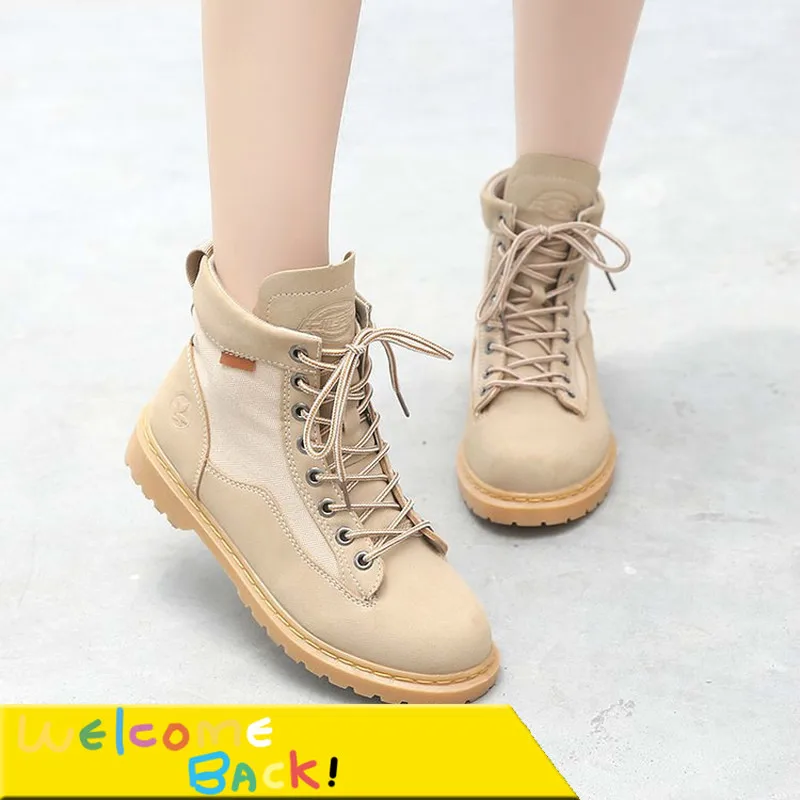

Autumn and Winter Big Size Women's Shoes 35-44 Casual Wild High-top Shoes Fashion Tooling Boots Desert Boots Platform Boots