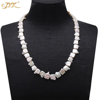

JYX Classic White Baroque Freshwater Cultured Biwa Pearl Necklace Wedding Jewelry For Women AAA 18.5"