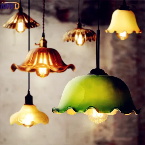 

IWHD Ameican Glass Industrial Pendant lighting Dinning Room Edison Loft Vintage Lamp Retro Hanging Lights Luminaire