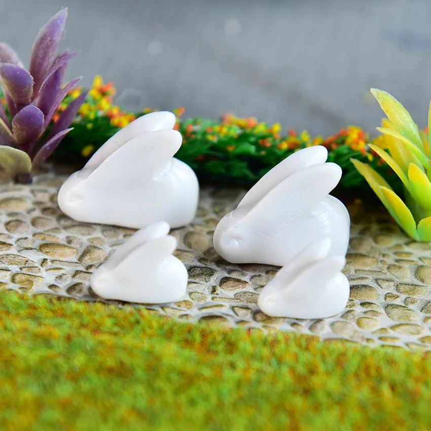 6PCS Cartoon Lovely Miniature Bunny Rabbit Animal plastic Small Ornament DIY Model Garden Figurine Craft Home Decoration | Дом и сад