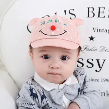 

Spring Summer Cartoon Korean Cotton Letters Print Baby Hats Adjustable Strap Baby Baseball Hat Soft Brim Casual Caps