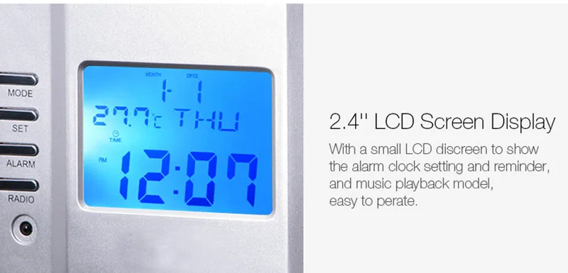 August MB300 Wood Clock Radio