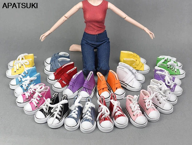 

7.5cm Canvas Shoes For 1/4 BJD Doll & Mini Doll Shoes For 16 Inch Sharon doll Boots Casual Shoes For 1/3 American Girl Doll