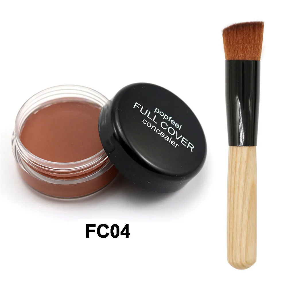 Popfeel основа для макияжа с полным покрытием, основа для макияжа, жидкое покрытие для лица, тональный крем+ кисть, косметический инструмент - Цвет: D