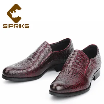 

Sipriks Mens Real Leather Slip On Dress Shoes Italian Designer Loafers For Men Fashion Crocodile Skin Flats Boss Business Work