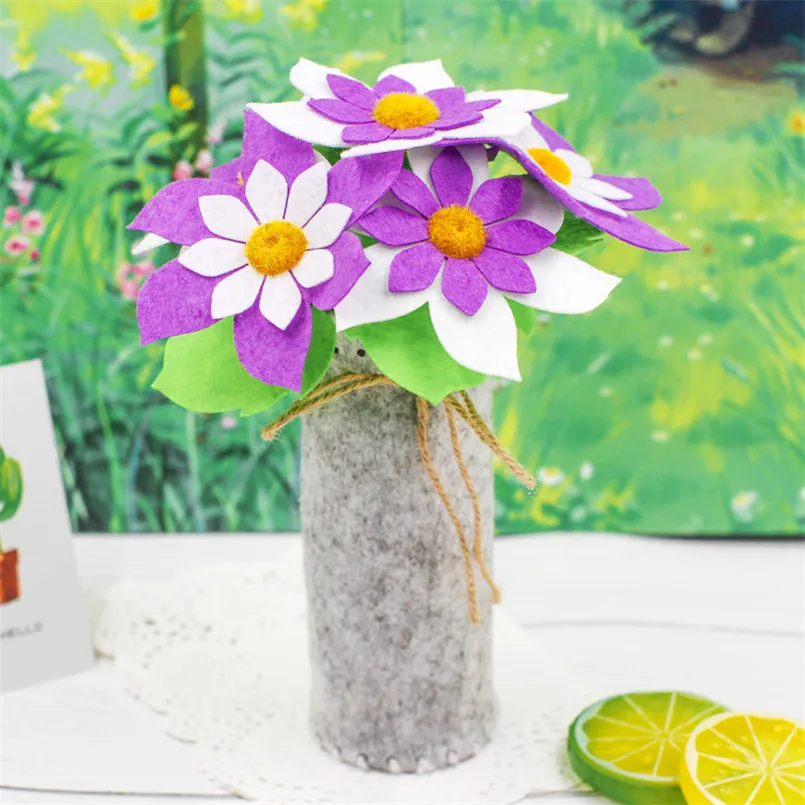 3 PCS Children DIY Flower Pot Potted Art Crafts Toys Learning Kindergarten Teaching Aids Simulation Flowers Toy For Girls Kids