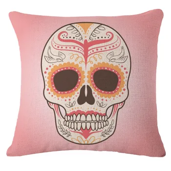 

Flower Punk Style Mexico Skull Cotton Linen Cushion Cover Chair Seat and Back Square Pillowcase Home Garden Decorative