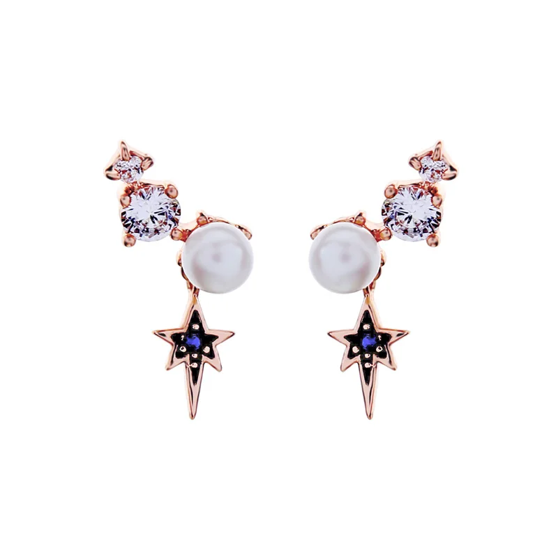 

Bohemia Shiny Zircon Acrylic Pearl Earrings For Women Charm Star Snowflake Earrings Christmas Gift Fashion Jewelry Accessories