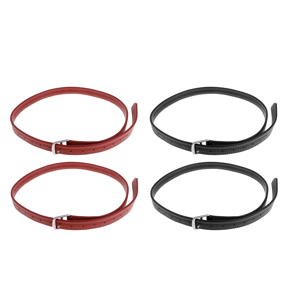 

2pcs 130cm 26mm Equestrian Horse Riding Stirrups Belt Leathers with Stainless Steel Buckle Black/Red