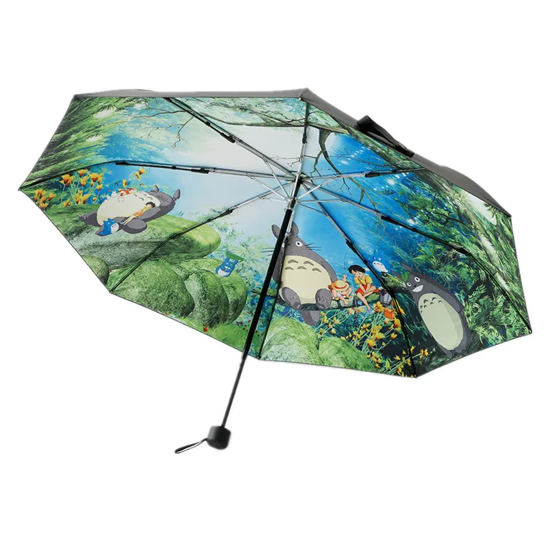 Najtaniej Instrukcja Totoro Parasol deszcz słońce kobiety wiatroszczelna Anime Ghibli Totoro Parasol przenośny 3 składany Parasol dla studentów wysokiej jakości