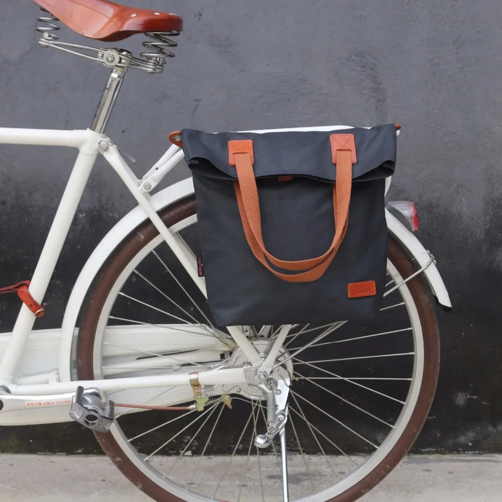 Us 44 99 20 Off Tourbon Vintage Bicycle Bag Waxed Canvas Waterproof Retro Bike Pannier Bags Cycling Rear Pack Seat Carrier Deep Blue In