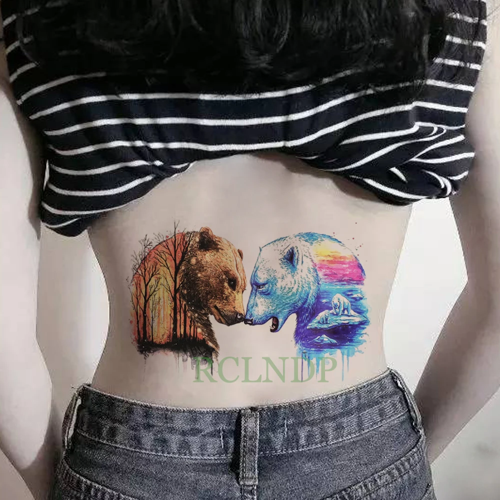 Водонепроницаемая временная татуировка наклейка на тело медведь тату наклейка s флэш-тату поддельные татуировки для женщин Девушка