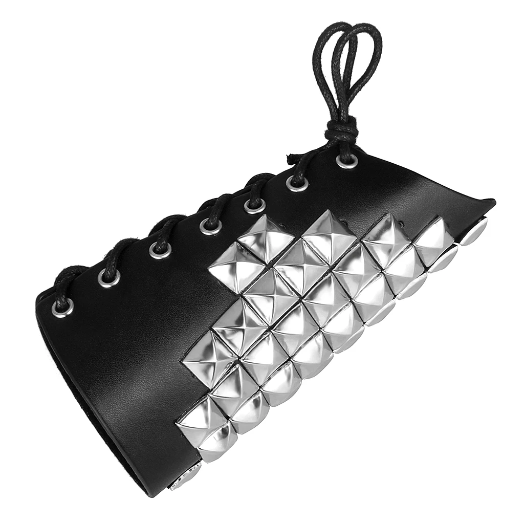 Gothic Steampunk Square Rivets Leather Wristband Wide Bracer Bangle Bracelet