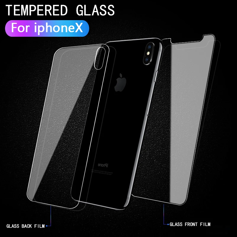 0.3mm 9H 2.5D Tempered Glass for iPhone X Xr Xs Max 7 Plus screen protector iphone 6 6S 7 8 Plus front and back Protective Film