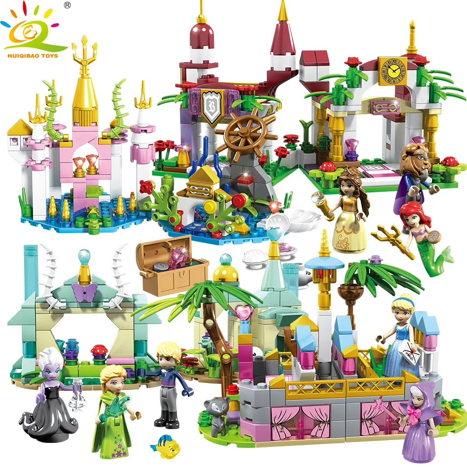 

789pcs Princess Castle Building Blocks Compatible Friends For Girls ANNA Mermaid Figures Brick Educational Children Toys