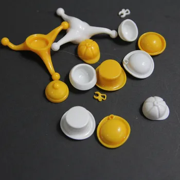 

7pcs/lot Playmobil Action Figure Clown Hat Tie Cravat Playmobil Original Doll Cap Diy Accessories Toys for Children