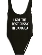 Carta Customn Swimwear Eu TENHO O MELHOR BUCETA NA JAMAICA Maiô One Piece Beachwear Macacão Playsuit Bodysuit maiôs(China)