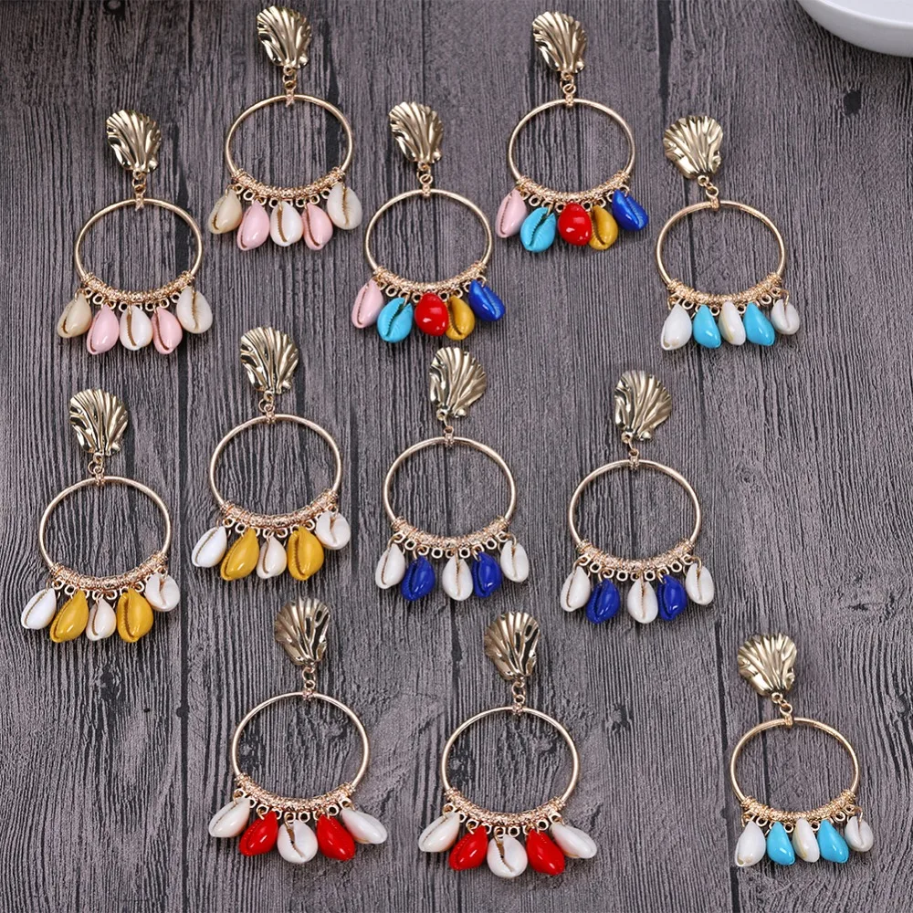 

Vedawas Shell Drop Dangle Earrings Maxi 2019 Summer Statement Jewelry Handmade Statement Earrings for Women Party Gifts xg2694