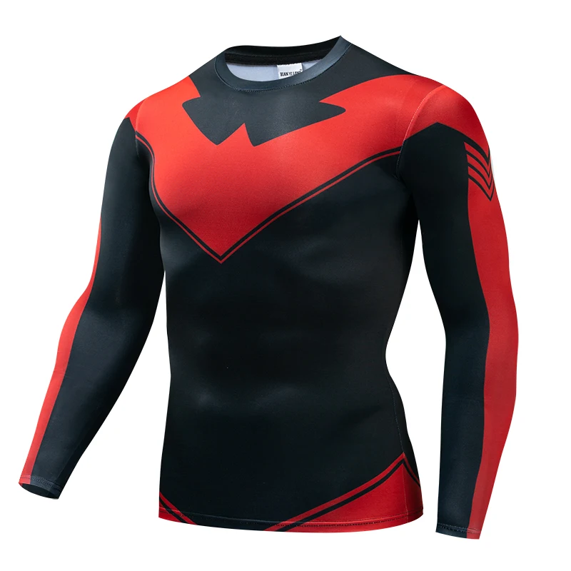 

Long sleeve 3D Printed Nightwing T shirts Men Compression Shirts 2019 Character Comics Tops For Male Cosplay Costume Clothing