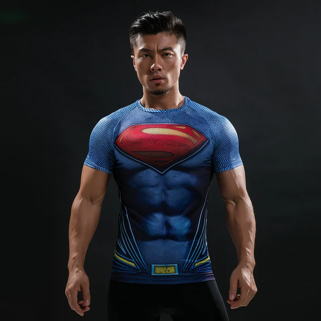 Camiseta Superman VS Batman, 3D Camiseta con estampado, camisetas para  hombre, Manga corta raglán, disfraz de Cosplay para Fitness, Camiseta  ajustada con película DC para hombre _ - AliExpress Mobile