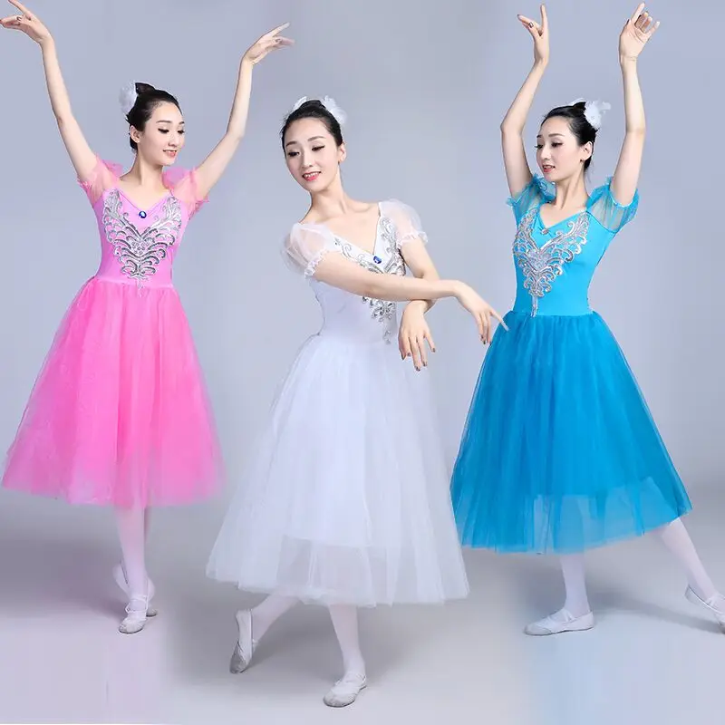 

Professional Ballet Tutu Swan Lake Costume Adult Women Puff Sleeve Long Ballet Dress Classic Ballet Tutu Dance Wear Suits