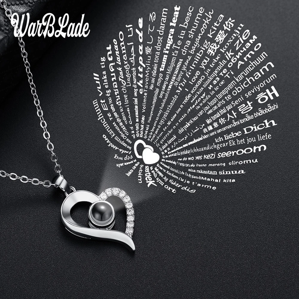 2019 Hot Gold&ampSilver Heart 100 languages I love you Projection Pendant Necklace Romantic Love Memory Wedding For Women | Украшения и