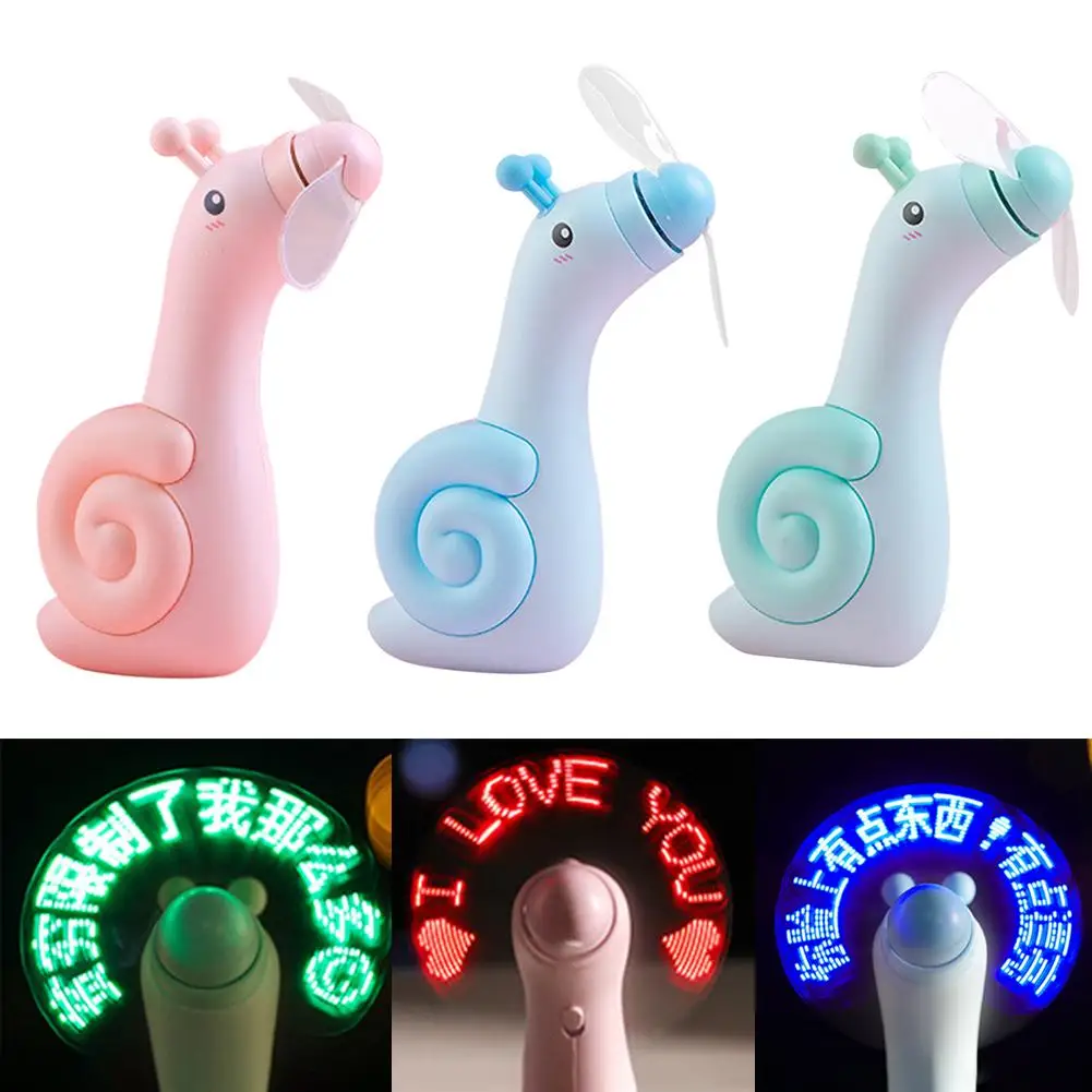 

LED Mini Colorful Snail Light Fan Portable Handheld Cooling Fan Battery Power With Strap Student Ideal Gift LED Flashing Fan
