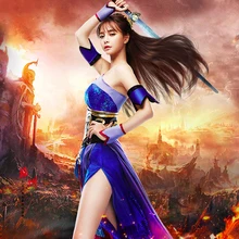 Mengchen Дизайн пикантные синий костюм ханьфу для Для женщин Китайский hanfu костюм для компьютерной игры Книга жизнь и смерть