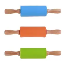 22,5 см антипригарная Скалка силиконовый ролик деревянная ручка Силиконовые скалки Бытовая мука тесто скалка для выпечки инструменты для выпечки