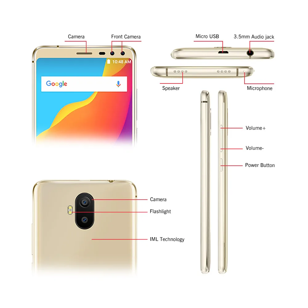 Allcall S1 5000 мА/ч 3G смартфон MTK6580 4 ядра 2 Гб оперативной памяти 16 встроенной Android 8 1 18:9 5